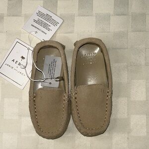 Janie and Jack Kids Suede Moccasin Loafers in Taupe